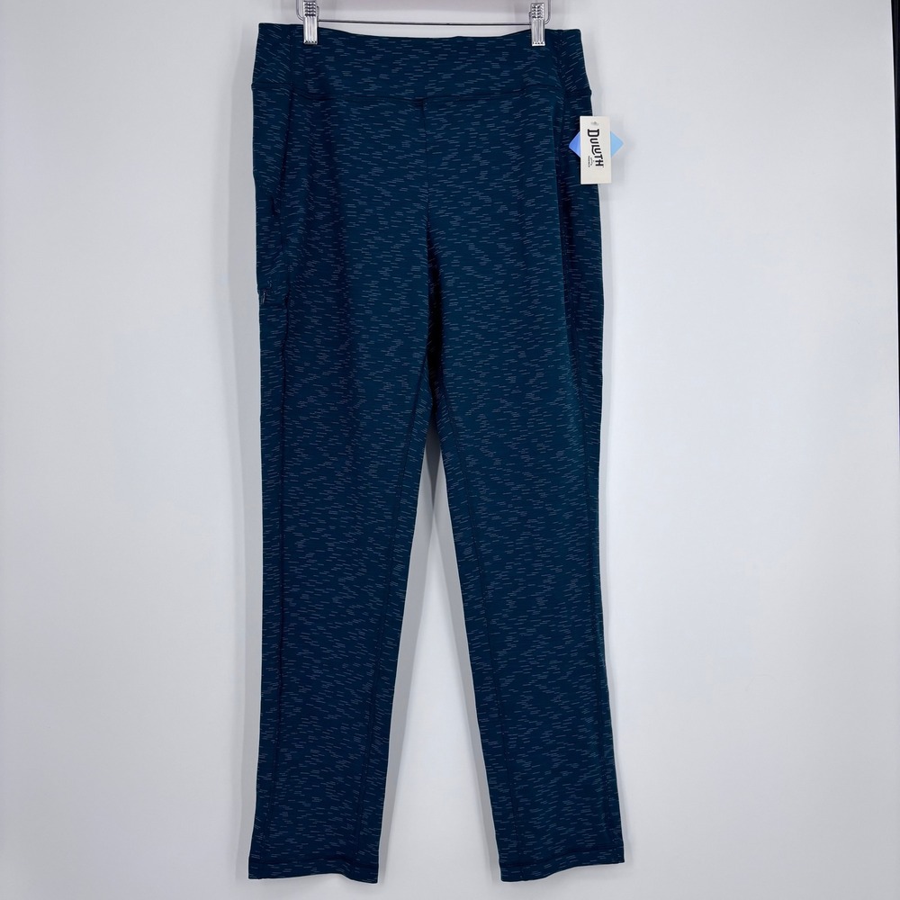 Duluth NoGA Classic Slim Leg Pants Womens Medium Teal Space Dye Yoga NEW